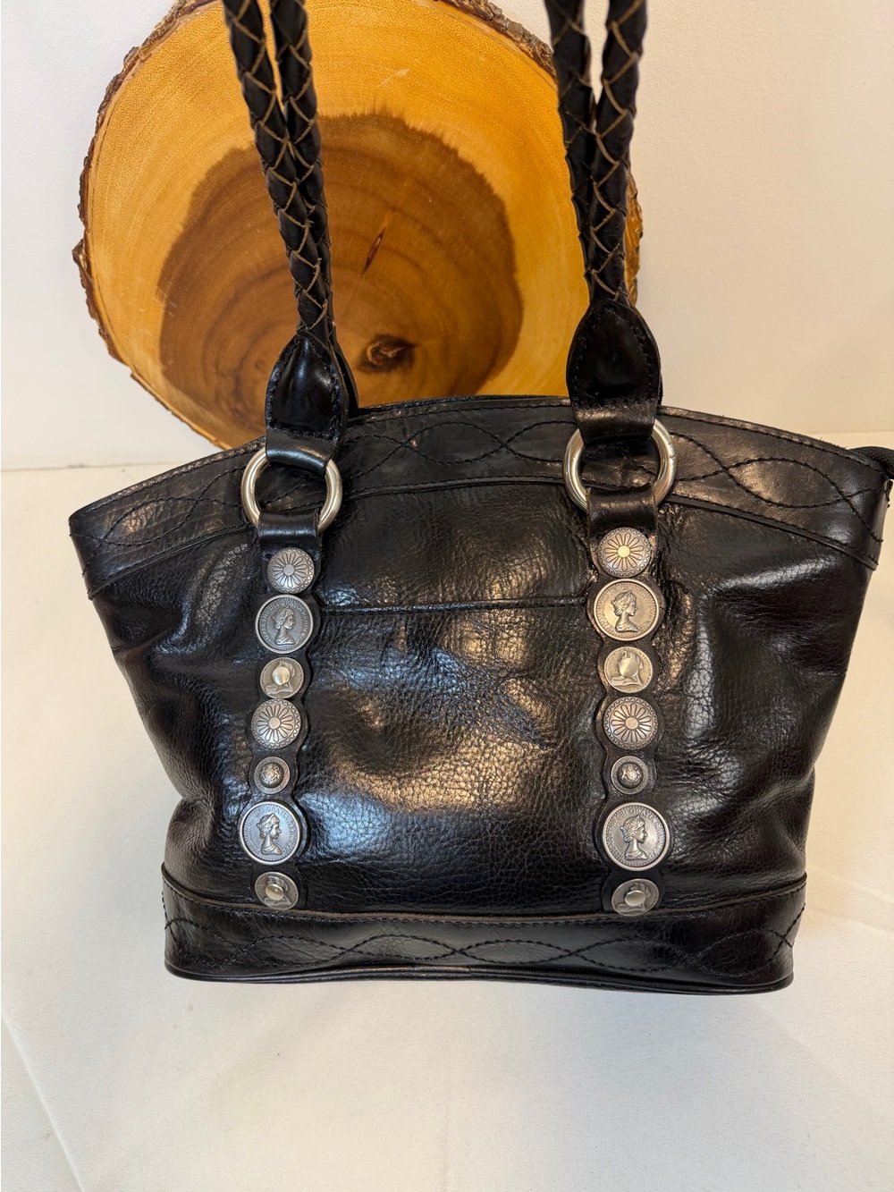 Patricia Nash Zorita Renaissance style coin collection black shoulder bag - Picture 4 of 12